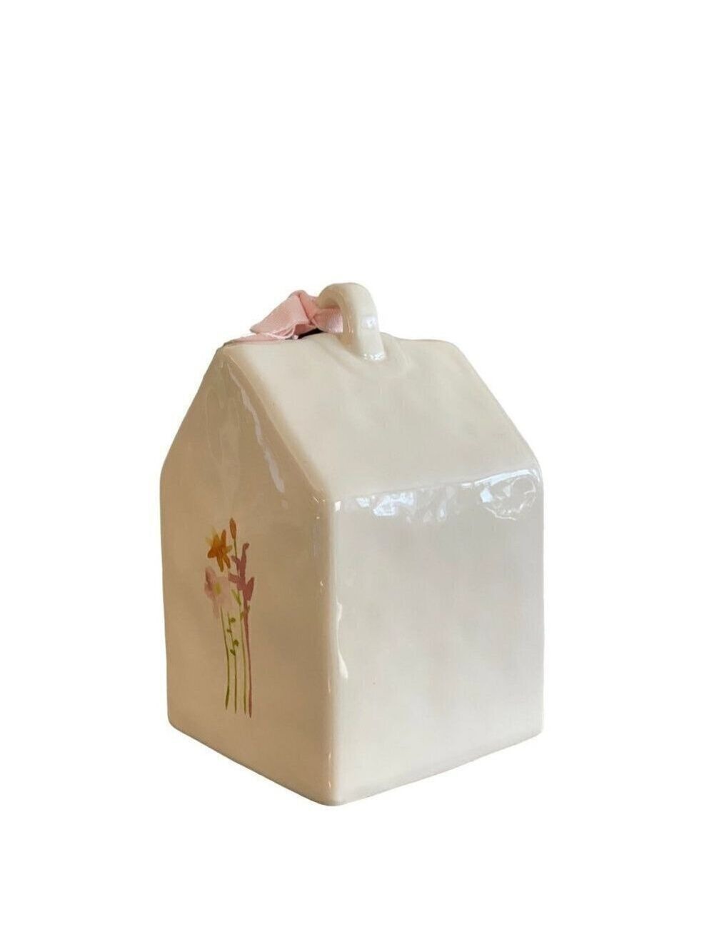 Rae Dunn Watercolor Floral Birdhouse Ceramic Spring Flowers Dimples White Pastel - Picture 2 of 6
